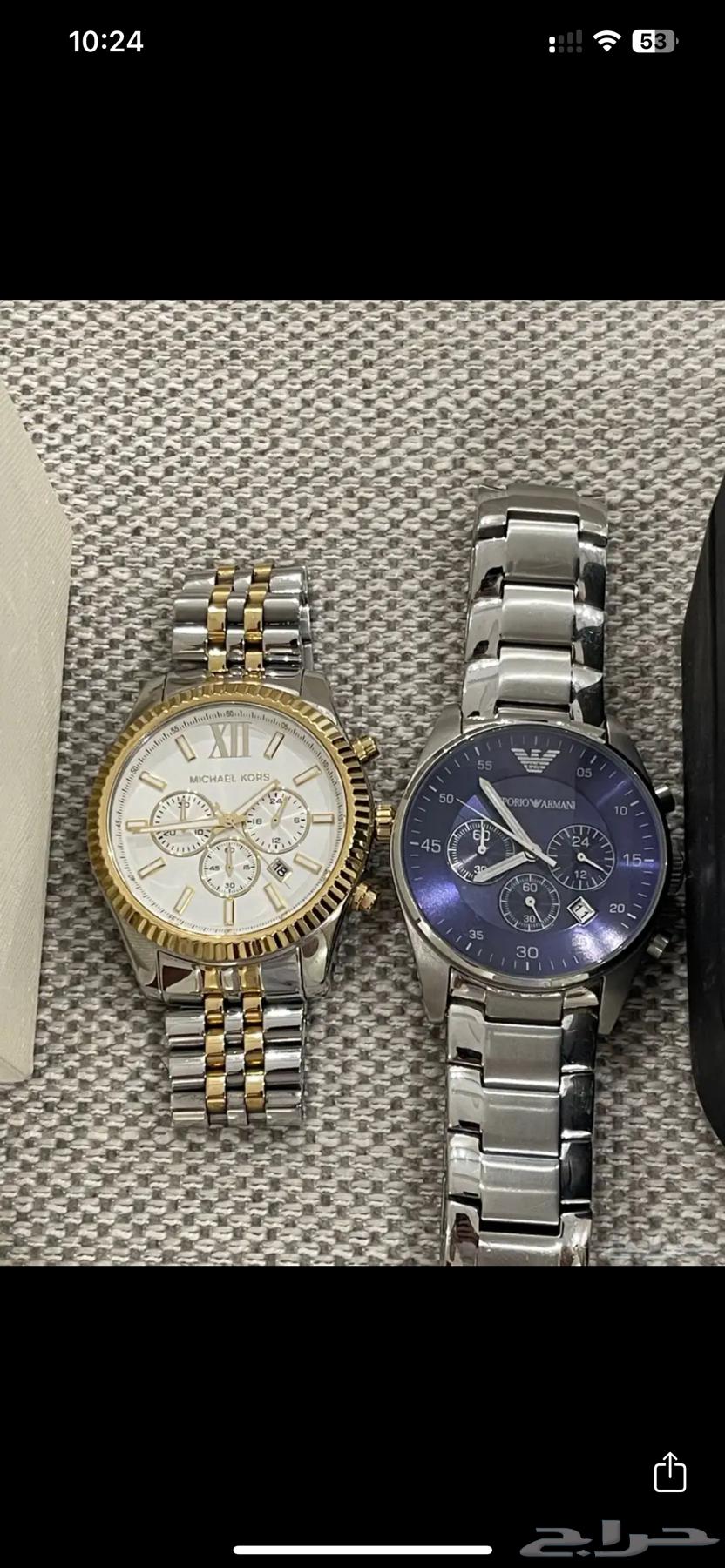 ساعه ايمبور ارماني فضي   ساعه مايكل كورس ذهبي64561868689539110