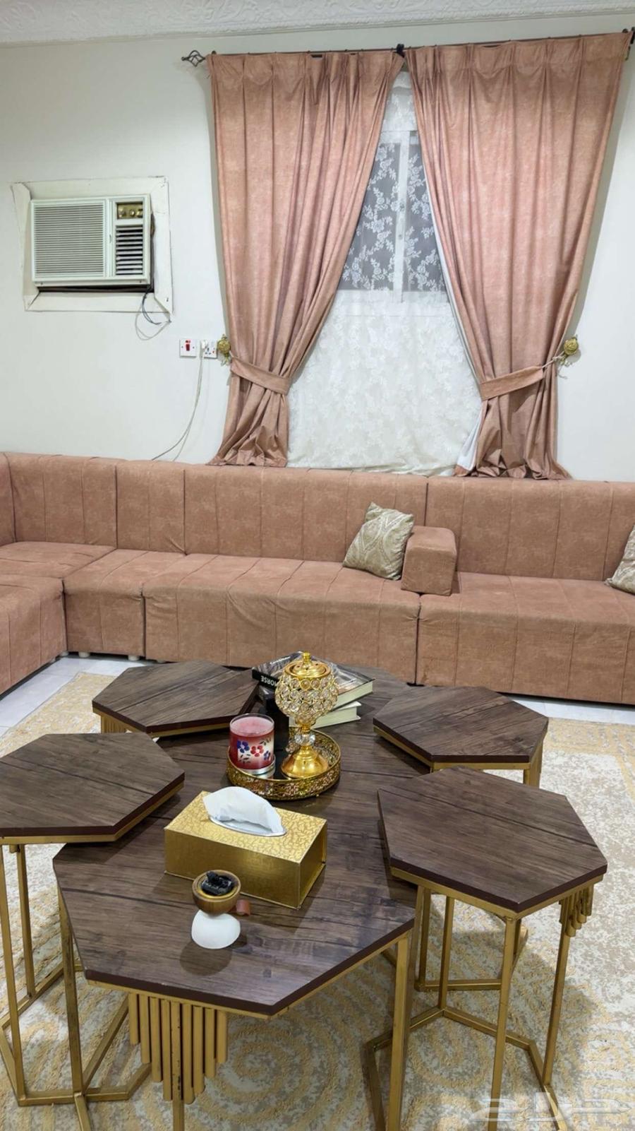 Clean used sofa for sale with carpet, curtain, service table and TV64563220425219112