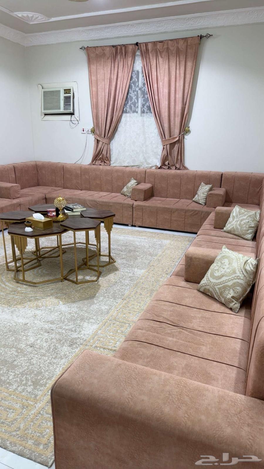 Clean used sofa for sale with carpet, curtain, service table and TV64563220425219111