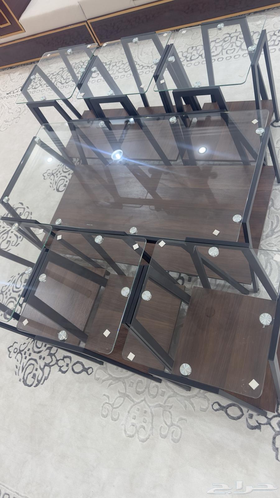 طاولات زجاج مع خشبي جديده64568085996419111