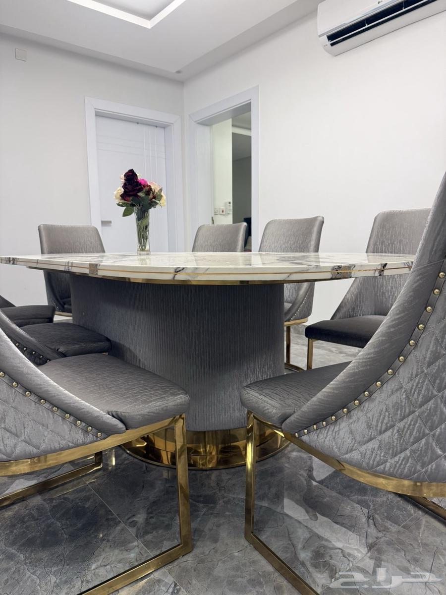 طاوله طعام 8 كراسي ورخام ثقيل64570380406147111