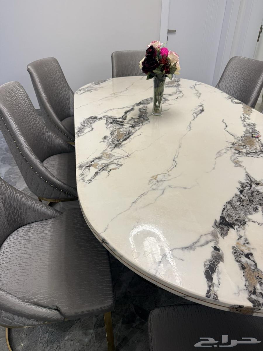 طاوله طعام 8 كراسي ورخام ثقيل64570380406147110