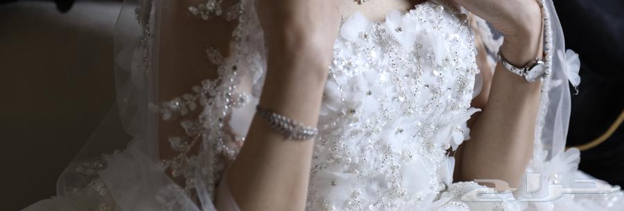 فستان عروس فخم وذيل وطرحه طويله64567434212481110