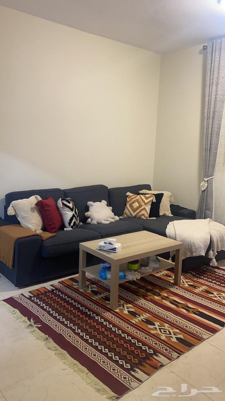 كنبة زاوية ايكيا L لونين بيج وأزرق فحمي kivik64562754823426110