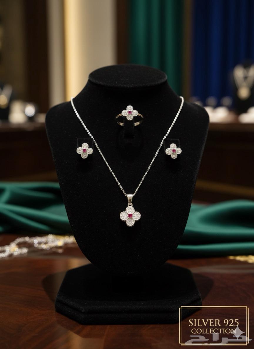 طقم نسائي فضة 925 مع احجار   فخامة وأناقة بكل الألوان64570655350145114