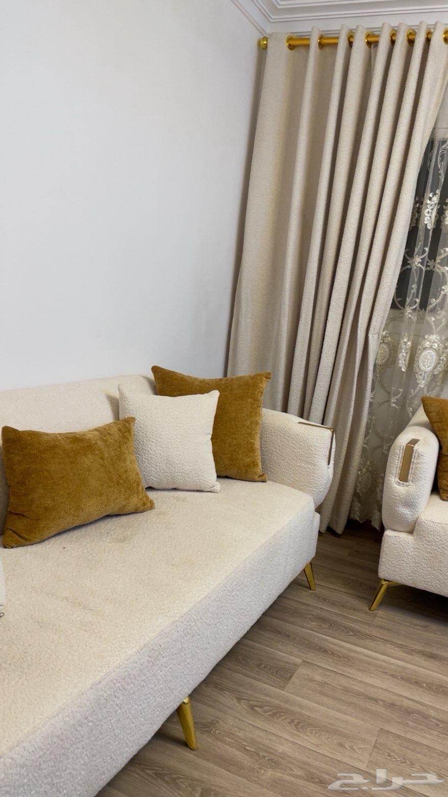 طقم كنب 7 اشخاص مع خدادات مع ستارة اخو الجديد مع عربة تقديم64568113719427111