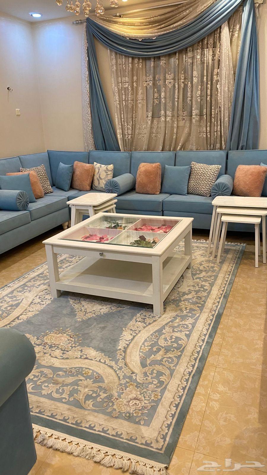 Sofa for sale with mattress, table and curtain64566313363074110