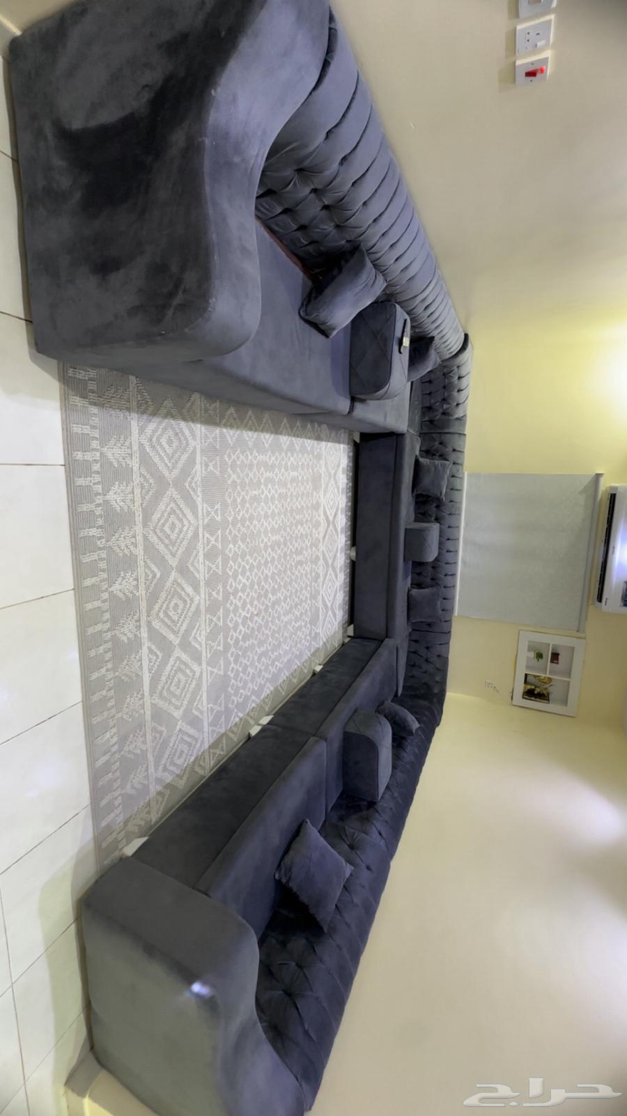 Sofa, chaise lounge, glass table, and acrylic service tables, all new64577894137858112