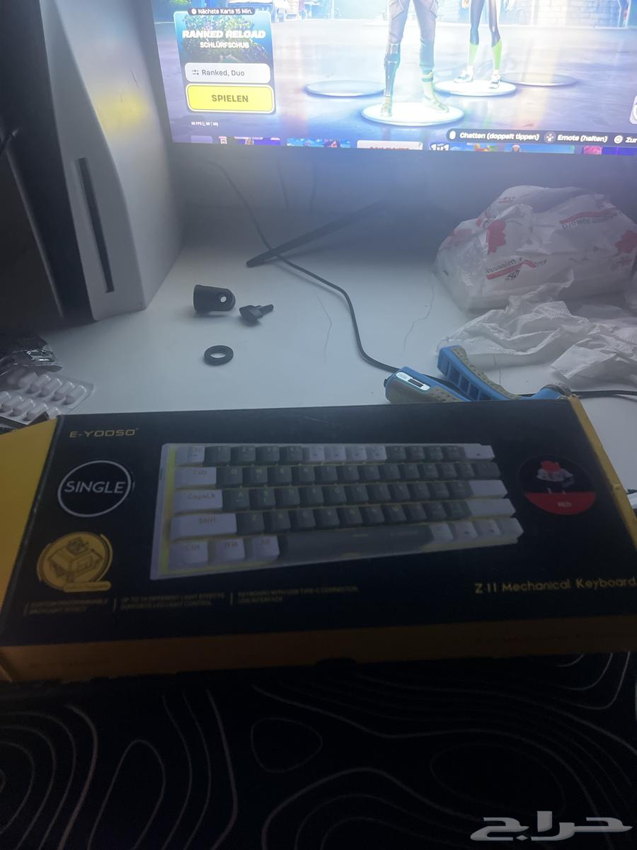 كيبورد ميكانيكي قيمنق جديد السويتش احمر مع الشاحن حقه64577078694018111