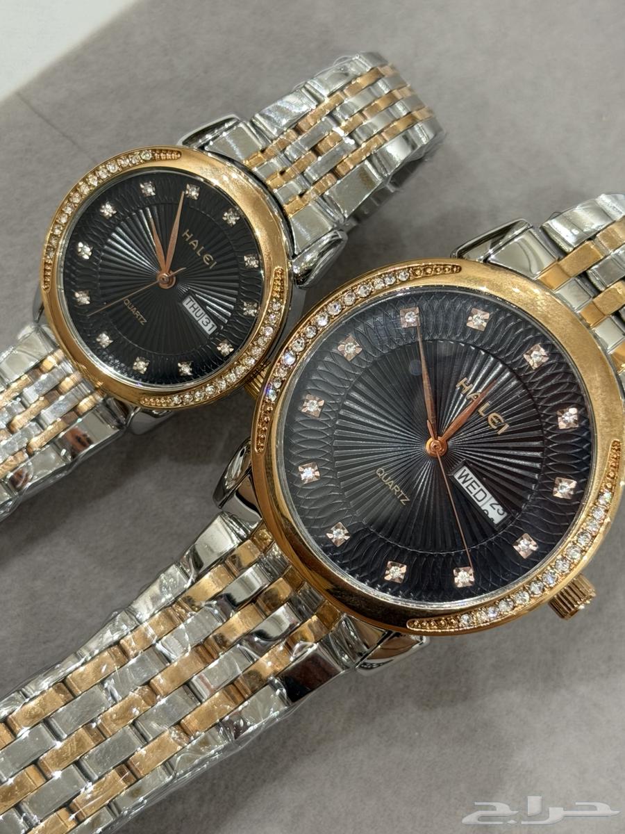 طقم ساعات ماركة هالي HALEI الجديدة رجالي ونسائي64572593372291111
