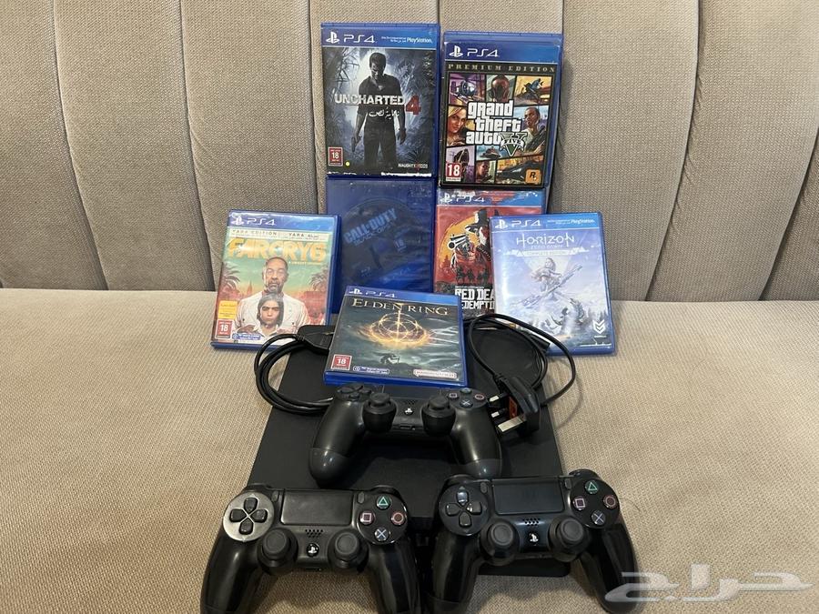 سوني فور او بلايستيشن 4 مع يدات و اشرطه64572951199362110