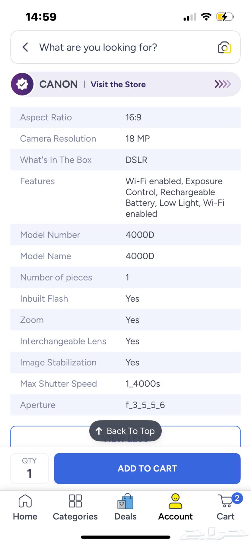 كاميرا كانون 4000D DSLR64575767286274113