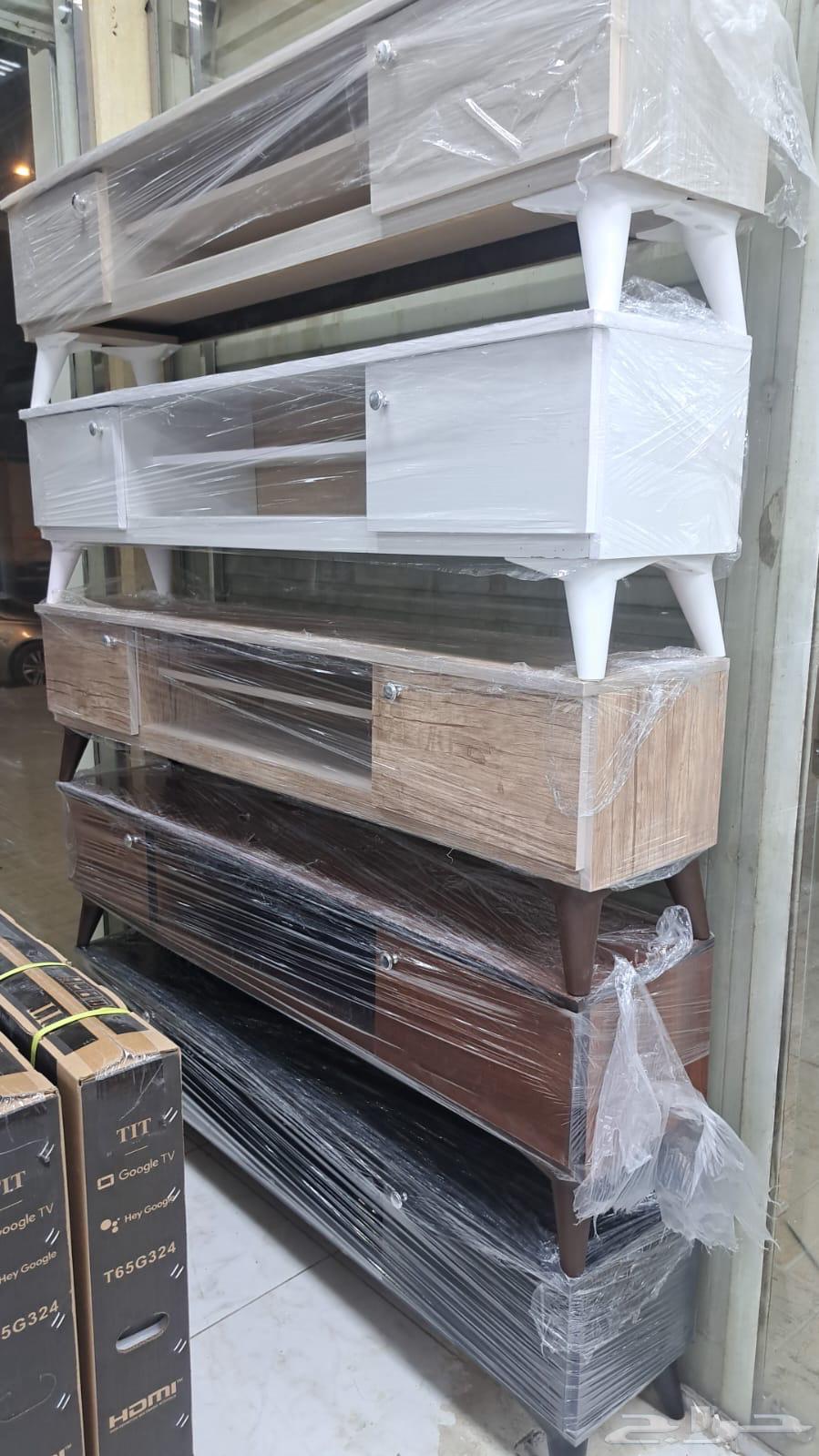 طاولات تلفزيون خشبي جديد استاند شاشه متنقله كفرات توصيل64575657134723113