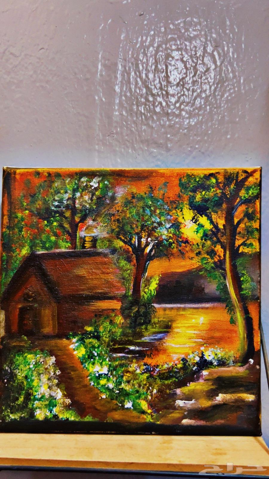 لوحه مرسومه يدويا بالوان الطبيعه مع قاعده للاكواب64586899169538111