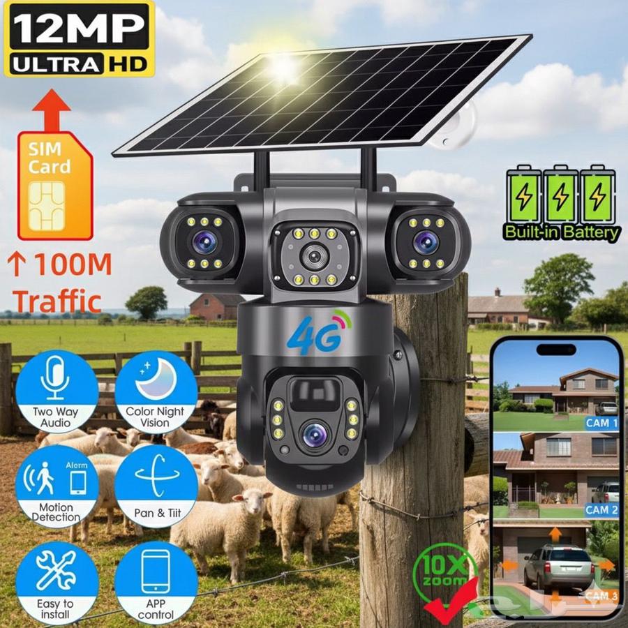 Solar-powered three-lens camera with chip system64583696759683112
