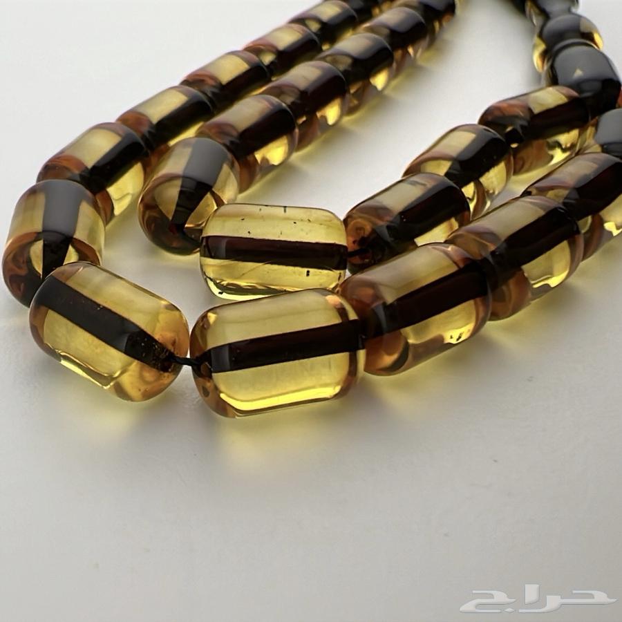 سبحة كهرمان كاريبي طبيعي بلون أصفر ذهبي64583654028162112