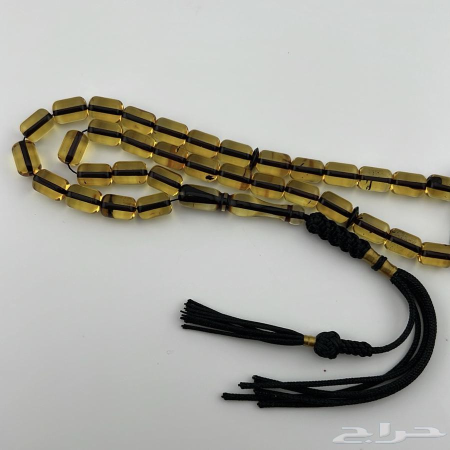 سبحة كهرمان كاريبي طبيعي بلون أصفر ذهبي64583654028162111