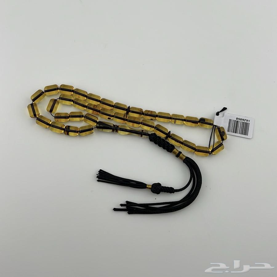 سبحة كهرمان كاريبي طبيعي بلون أصفر ذهبي64583654028162110