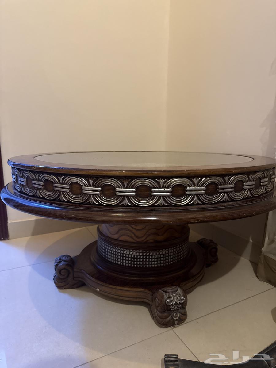 3 wooden tables, one large table and 2 side tables64584842051458111