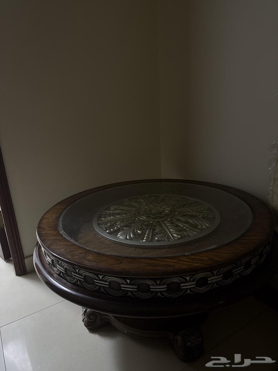 3 wooden tables, one large table and 2 side tables64584842051458110