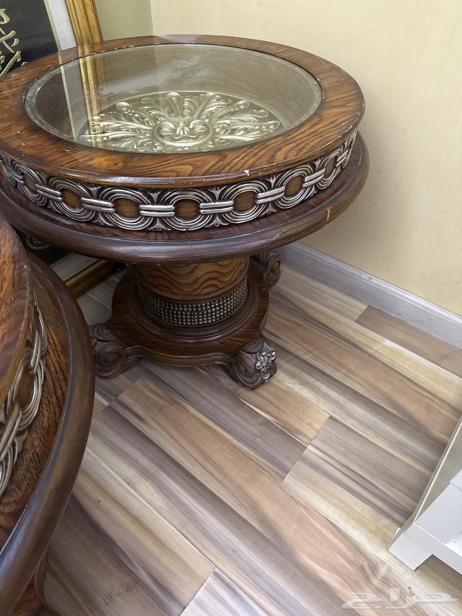 3 wooden tables, one large table and 2 side tables64584842051458114