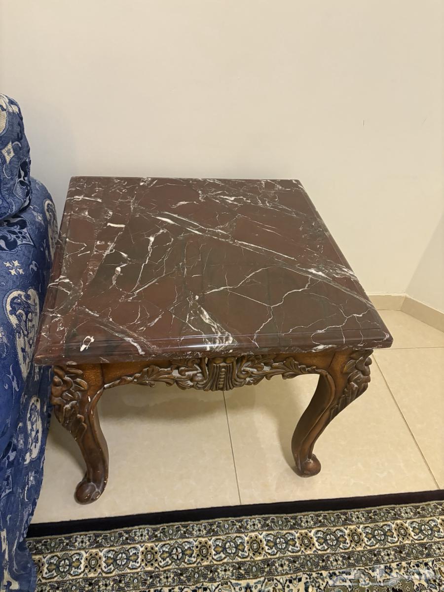 طاولة رخام طبيعي وخشب سنديان64583922965506114