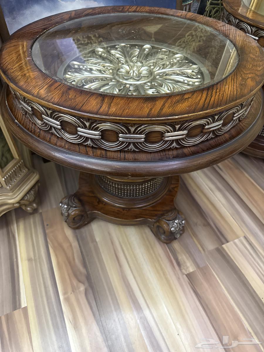 3 wooden tables, one large table and 2 side tables64584842051458113