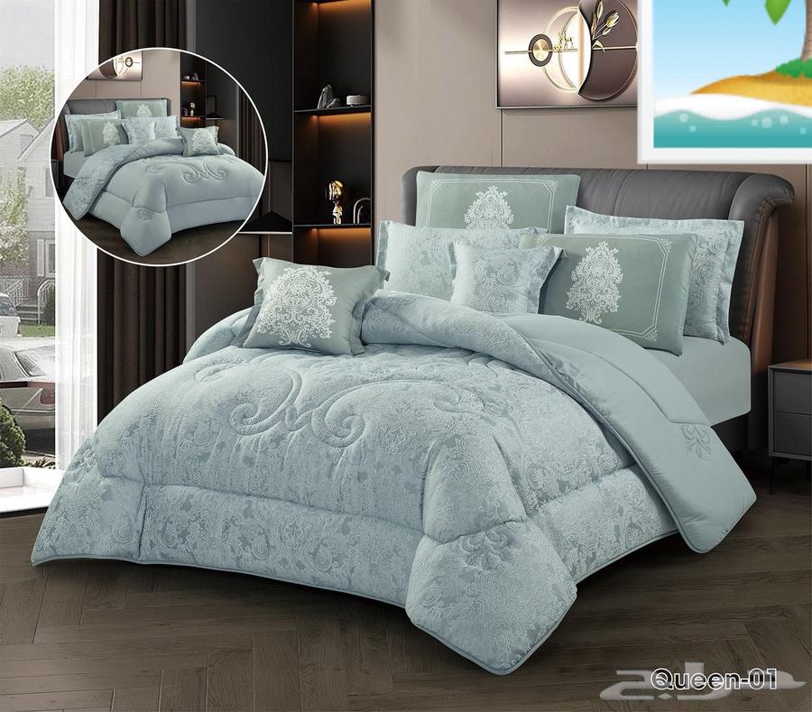 مفرش كوين 8 قطعه   جاكار ملكي فخم وراقي  .64528351332739111