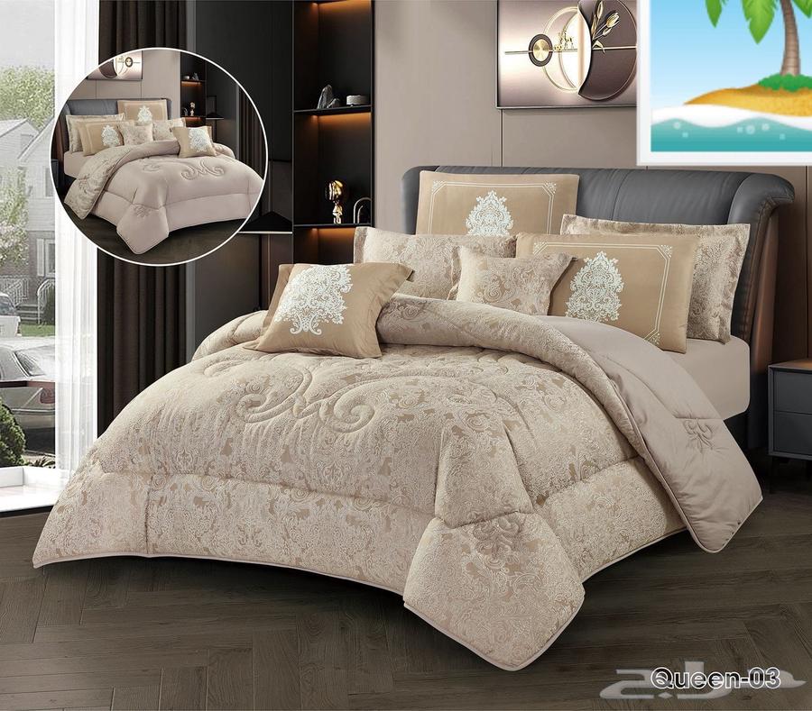 مفرش كوين 8 قطعه   جاكار ملكي فخم وراقي  .64528351332739110