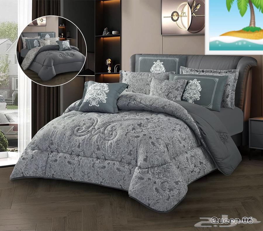 مفرش كوين 8 قطعه   جاكار ملكي فخم وراقي  .64528351332739114