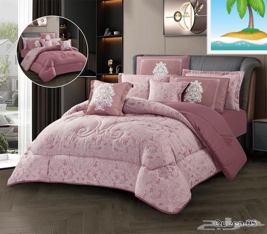 مفرش كوين 8 قطعه   جاكار ملكي فخم وراقي  .64528351332739113