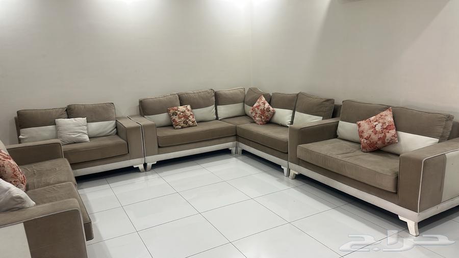 طقم كنب يتسع 14 شخص مدمج جلد معى قماش نوع فاخر64582471202051110