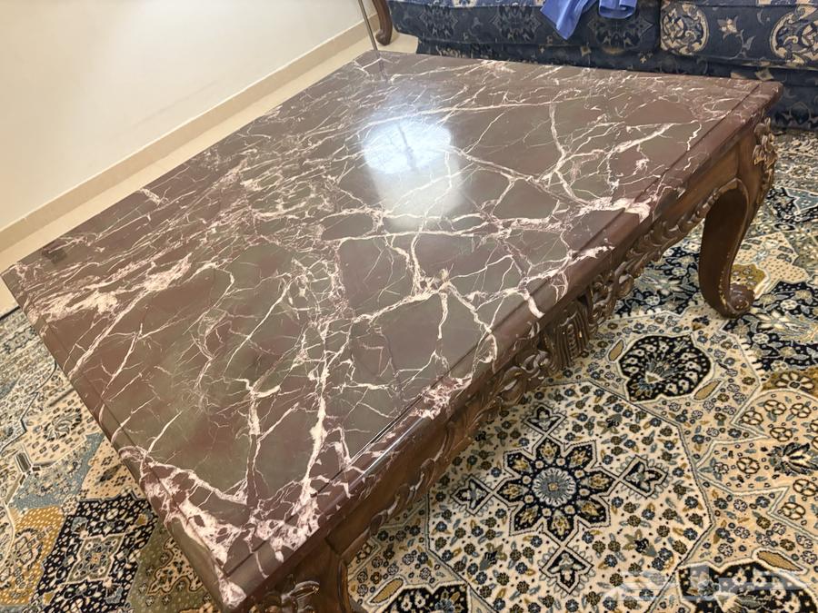 طاولة رخام طبيعي وخشب سنديان64583922965506110