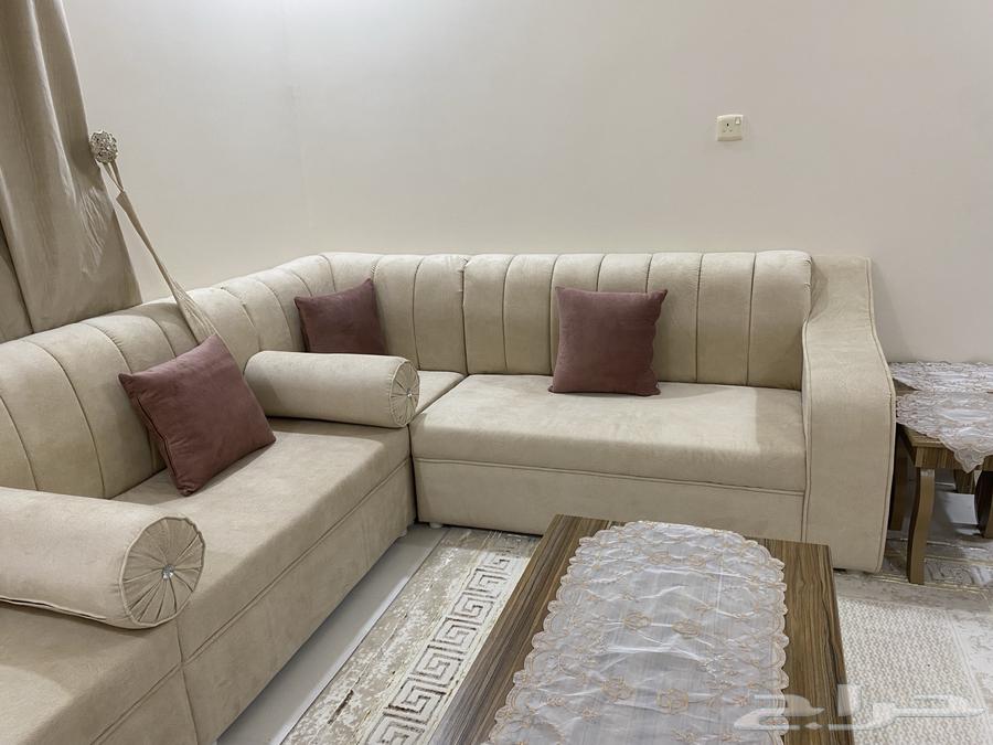 New women's sitting area sofa with tables and curtain, lightly used64580349436418113