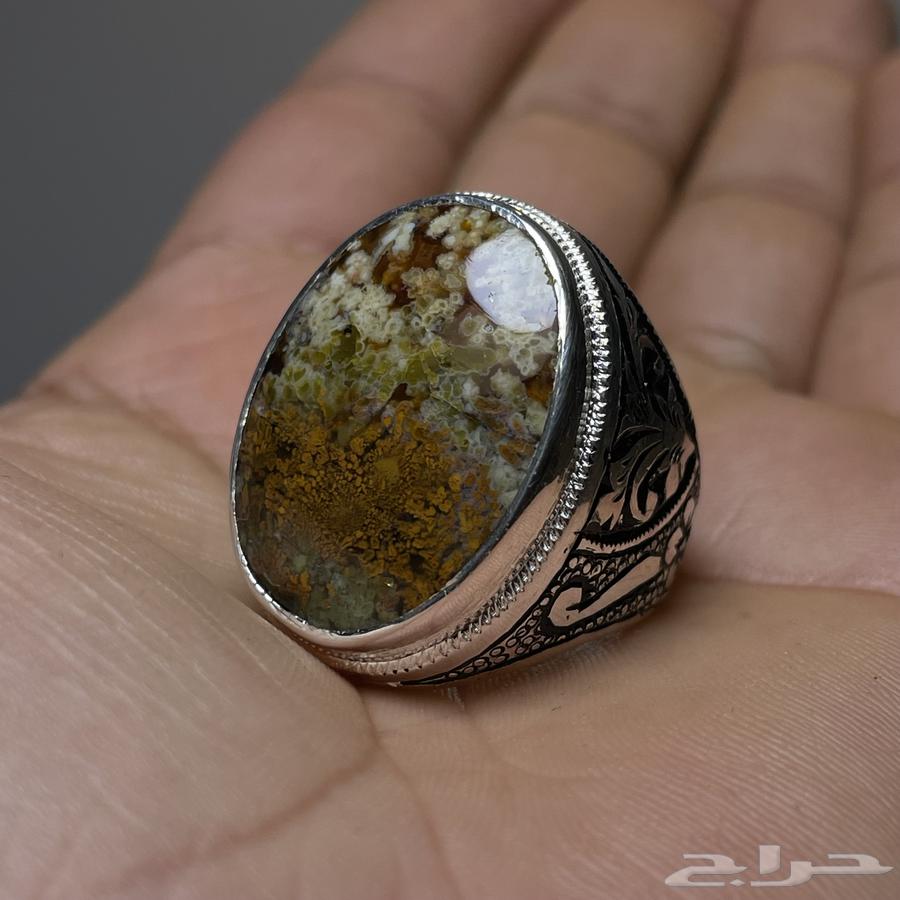 خاتم فضة بنقش كامل بحجر عقيق ((ورد الربيع ))64545203017217111
