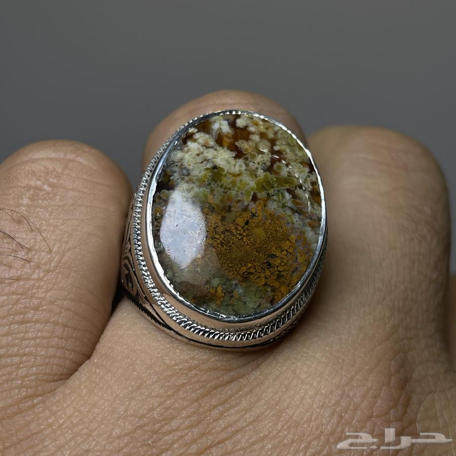 خاتم فضة بنقش كامل بحجر عقيق ((ورد الربيع ))64545203017217113