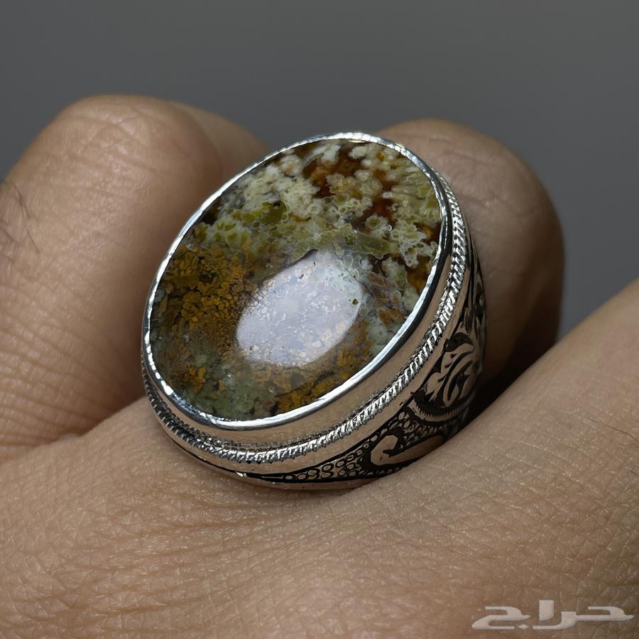 خاتم فضة بنقش كامل بحجر عقيق ((ورد الربيع ))64545203017217110