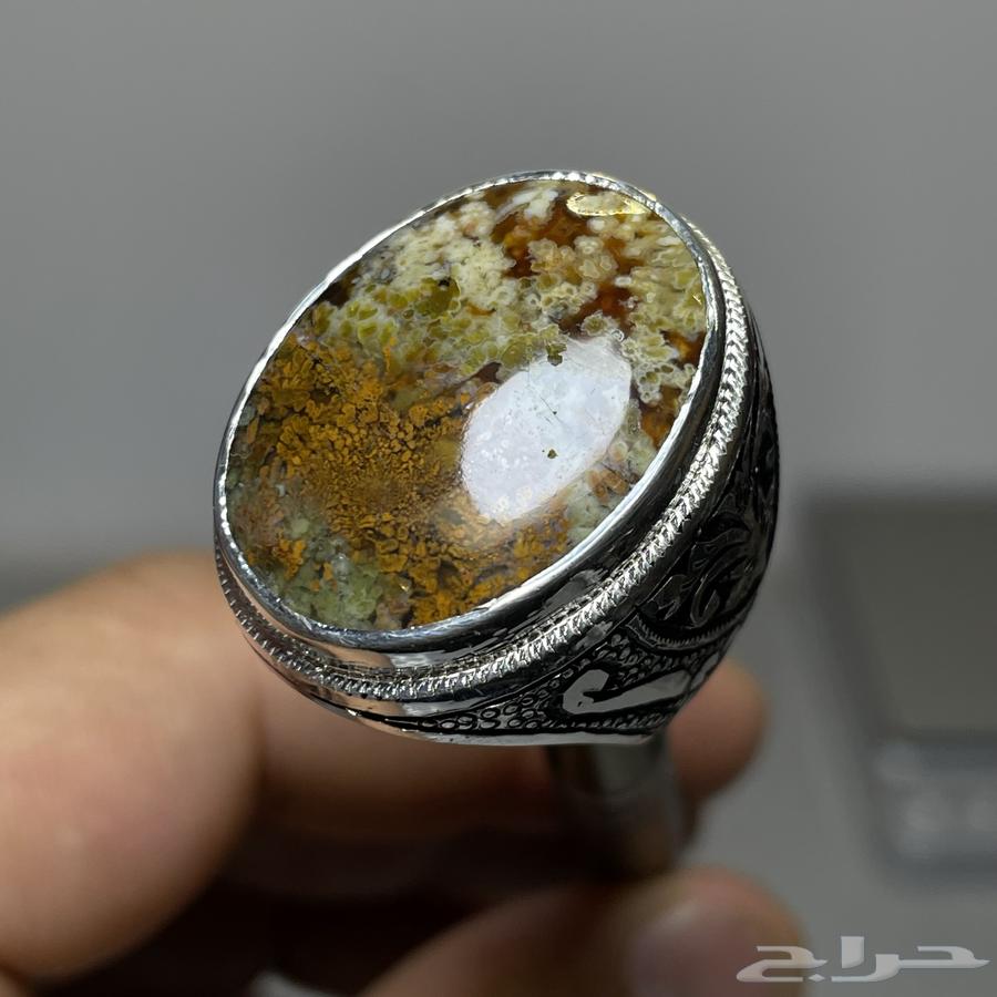 خاتم فضة بنقش كامل بحجر عقيق ((ورد الربيع ))64545203017217114