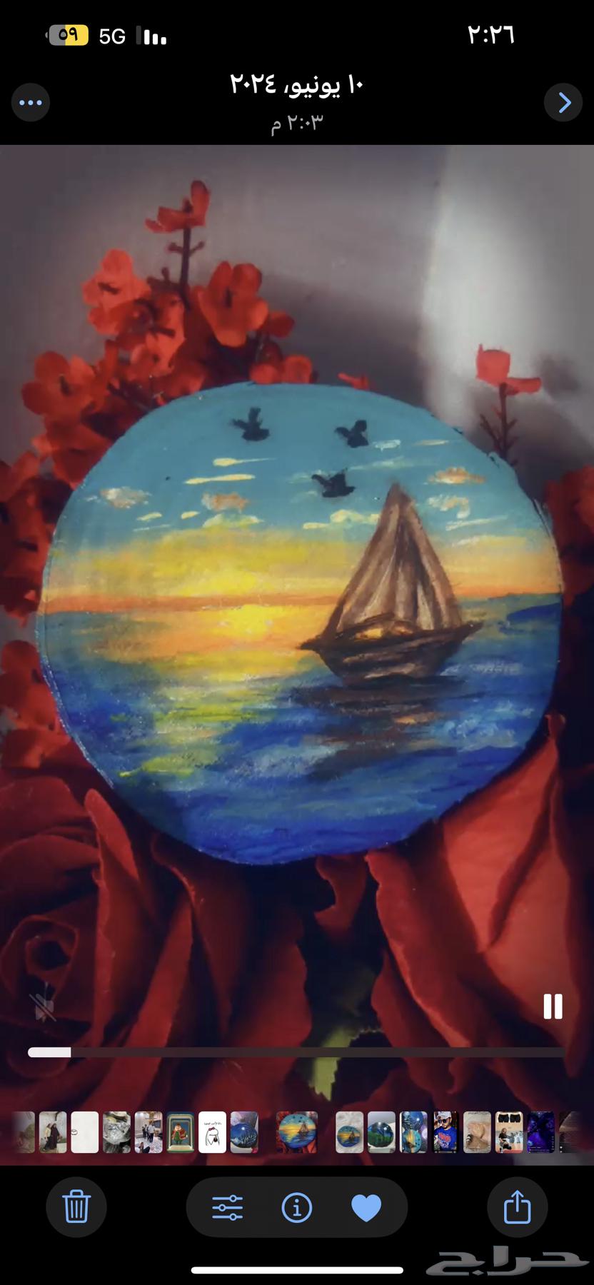 لوحه مرسومه يدويا بالوان الطبيعه مع قاعده للاكواب64586899169538112