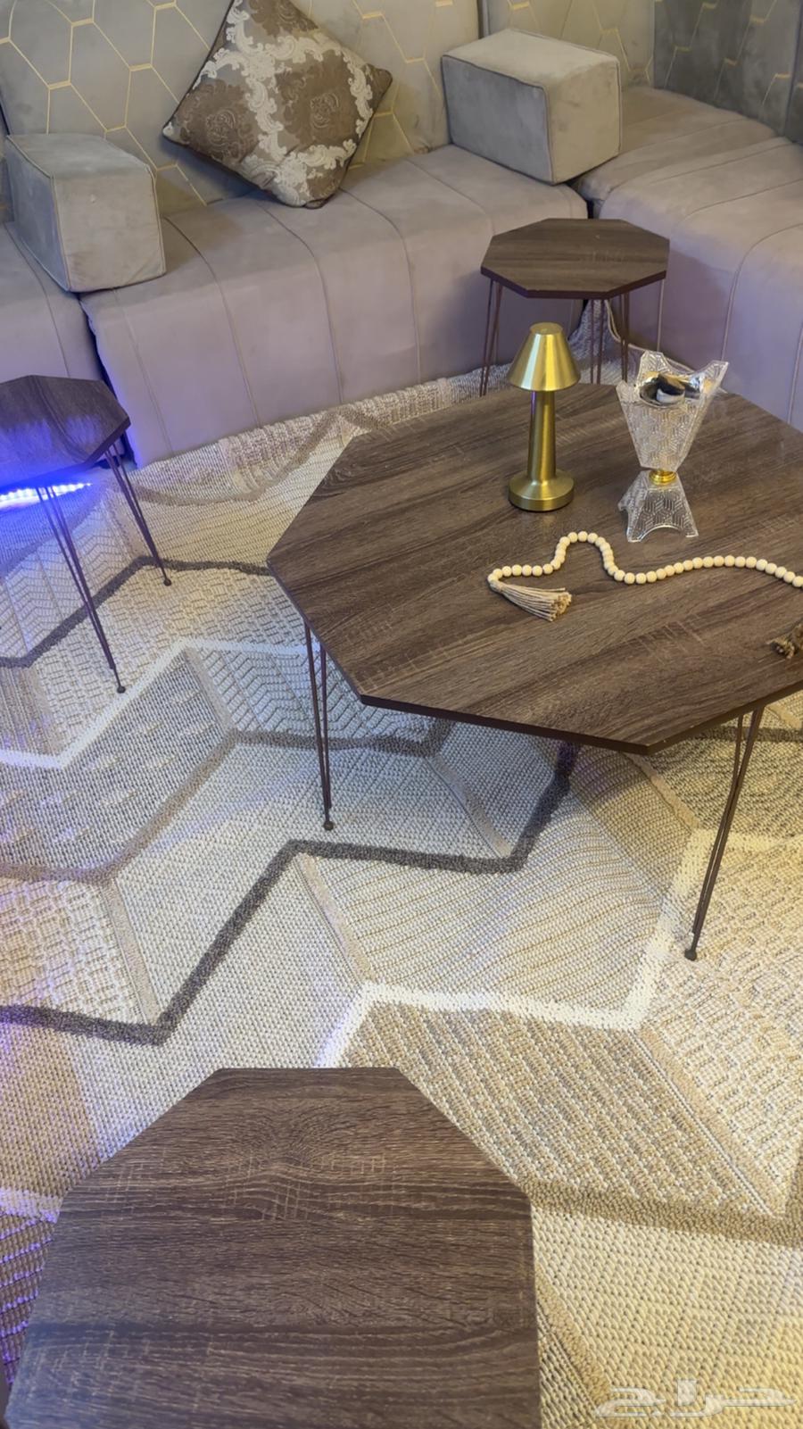 Gray connected sofa with tables64576604304386112