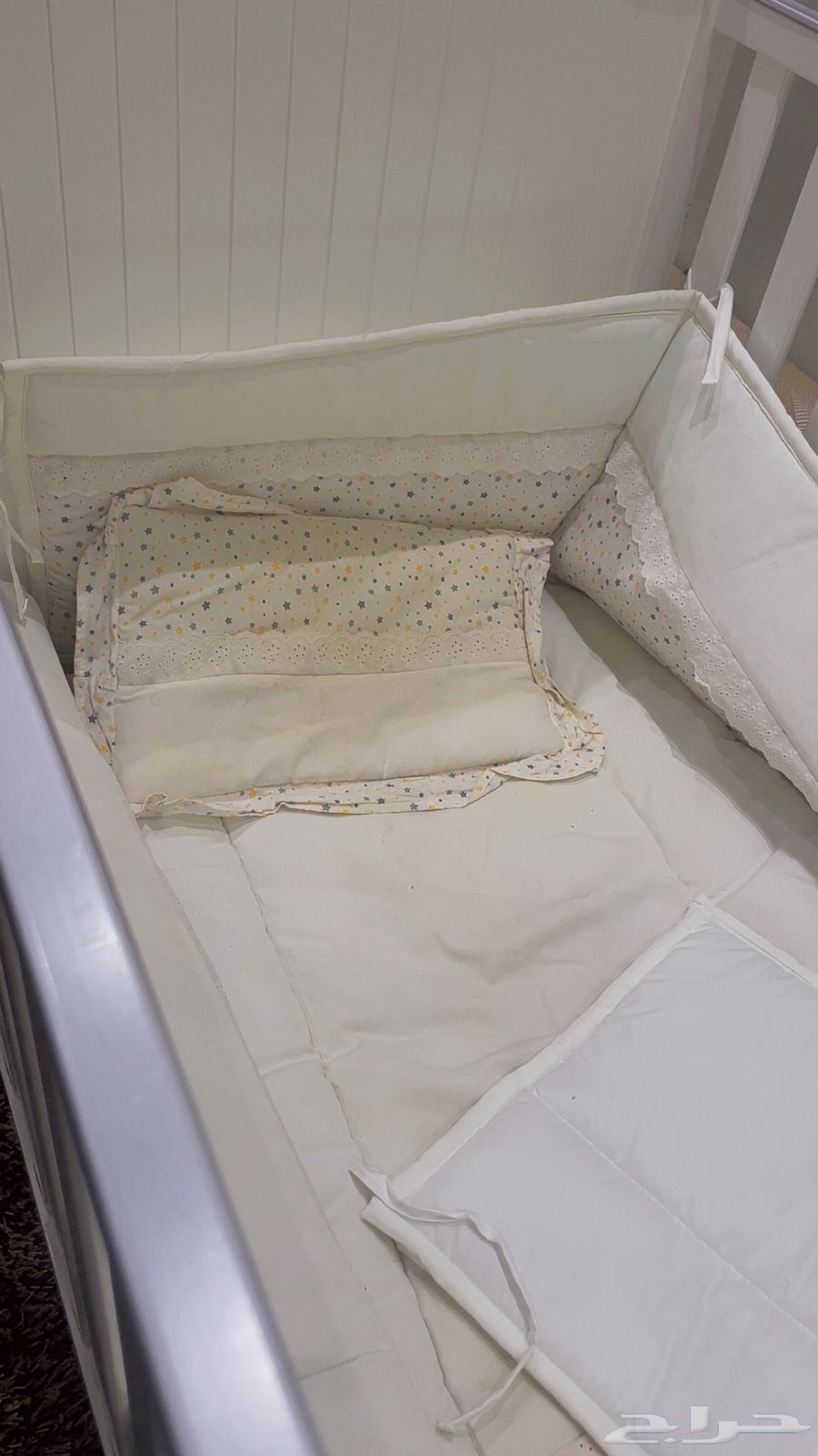 سرير اطفال خشب ابيض64591478393091111