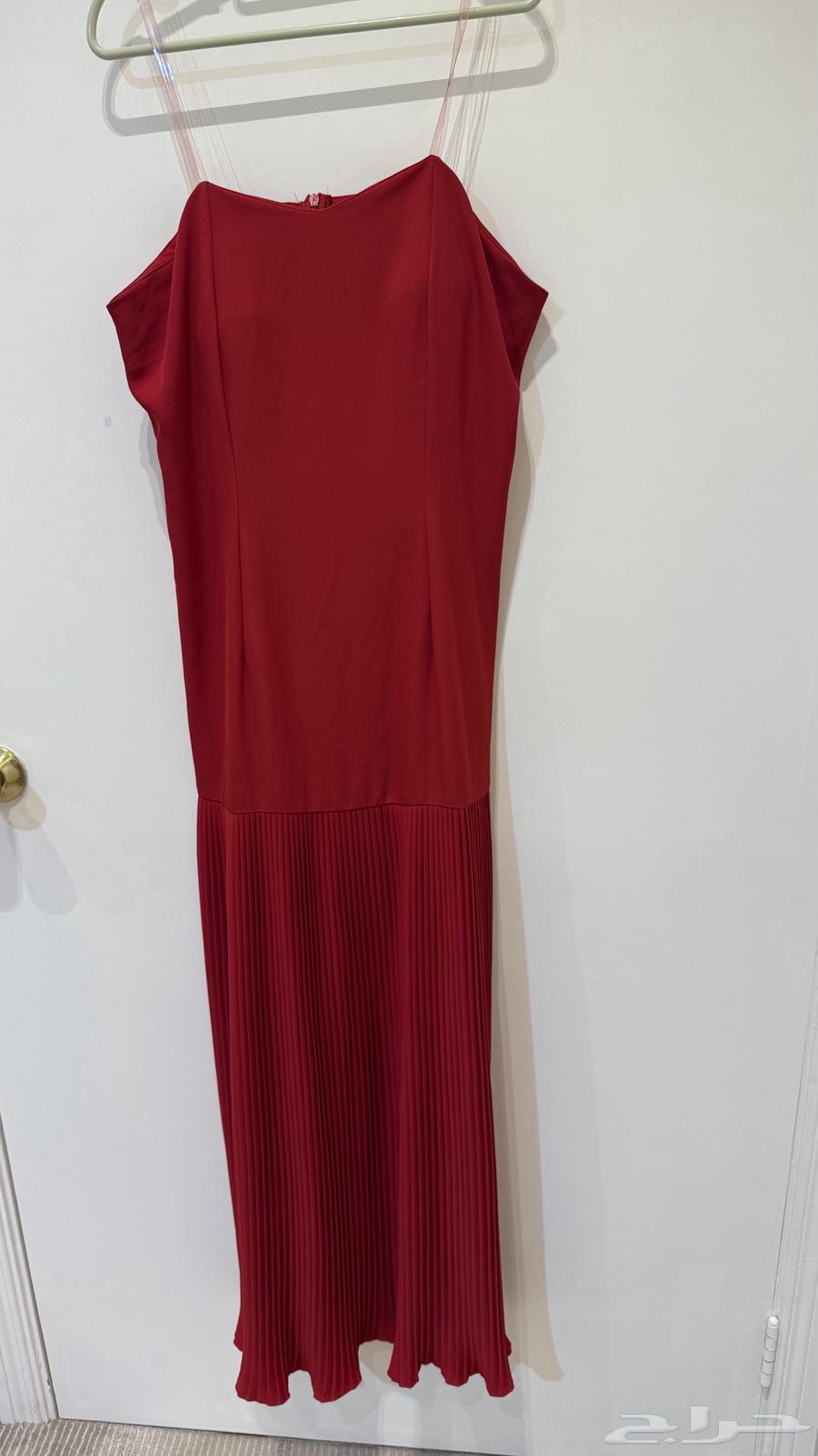 فستان لون بيج من زارا مقاس لارج  فستان أحمر المقاس لارج64593863874434113
