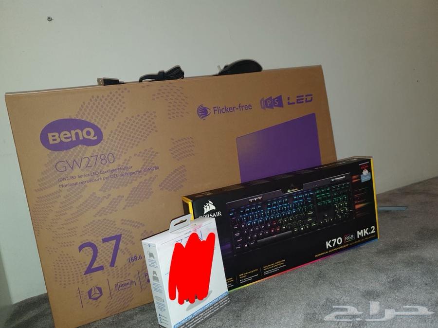 شاشة BenQ 27   كيبورد و ماوس Corsair   حالة ممتازة وجديدة64594788797697110
