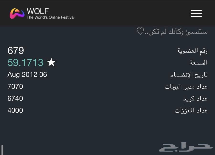 حساب ولف لفل 59 عضويه ثلاثية للبيع64511829248259111