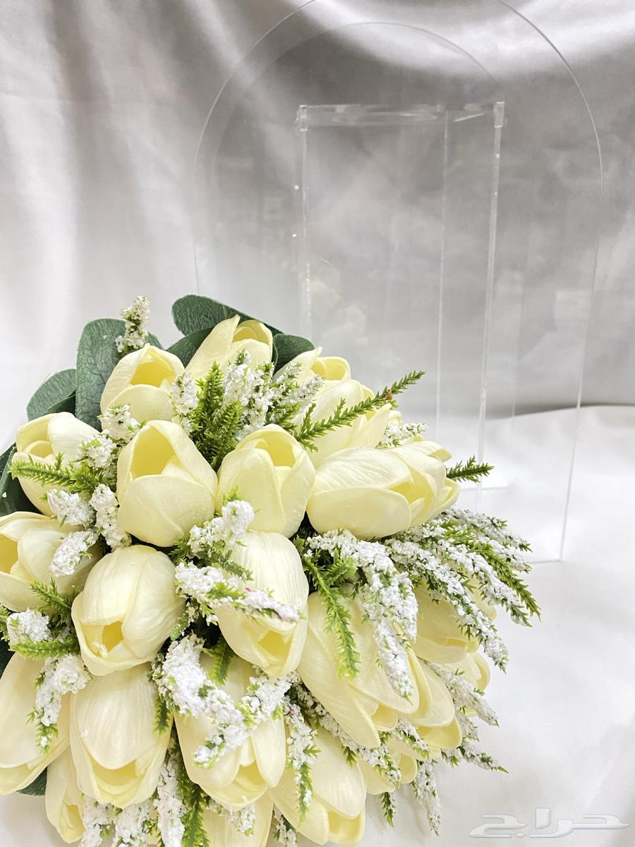 مسكة ليلة الزواج بيج وأبيض مع استاند فضي   جديد64592769401217113