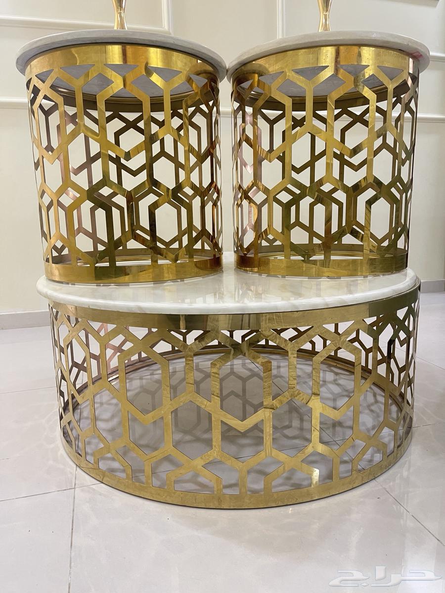 طاولات رخام ستيل وشمعدان وطاوله تلفزيون64592262220931111