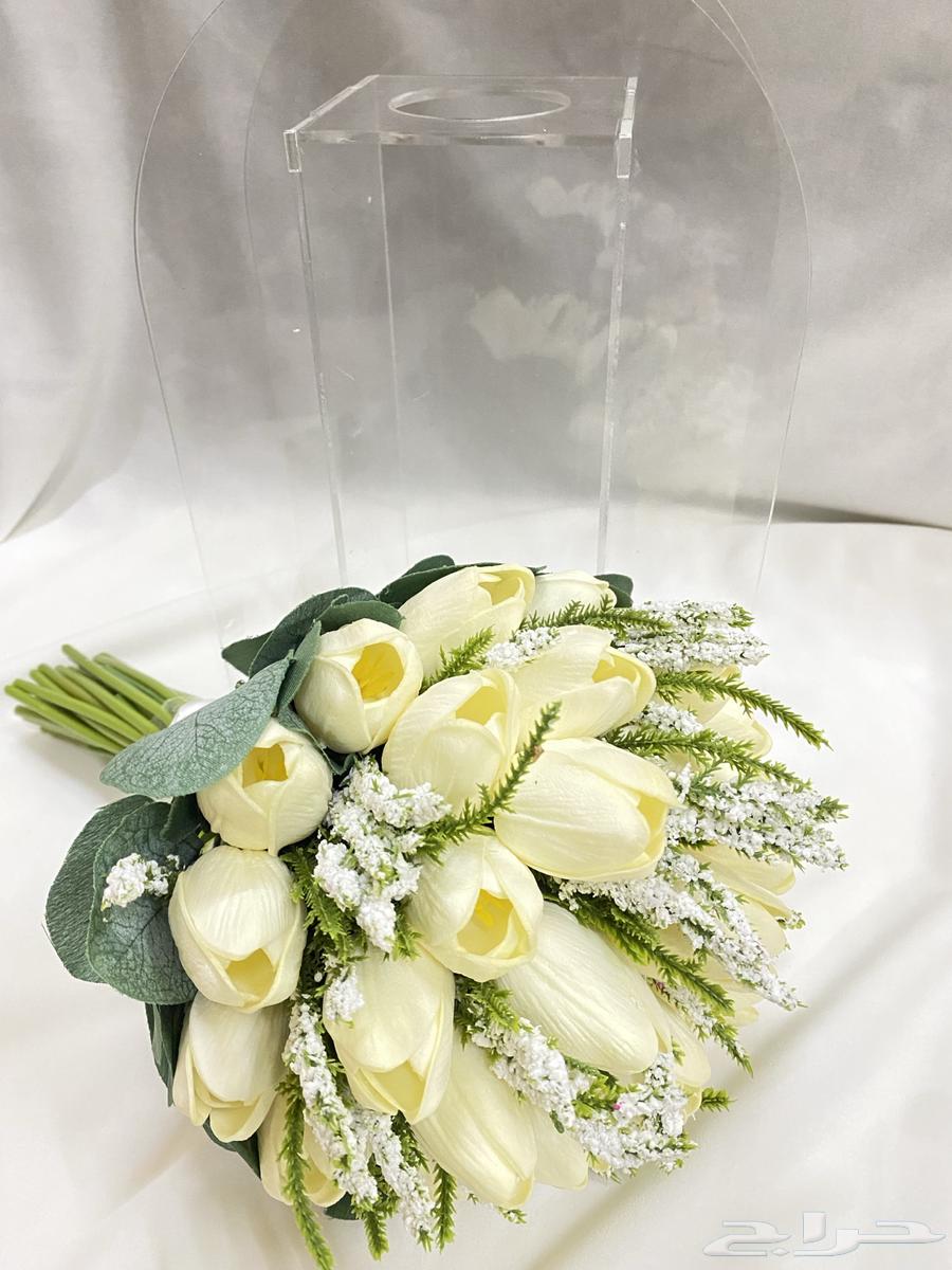 مسكة ليلة الزواج بيج وأبيض مع استاند فضي   جديد64592769401217110