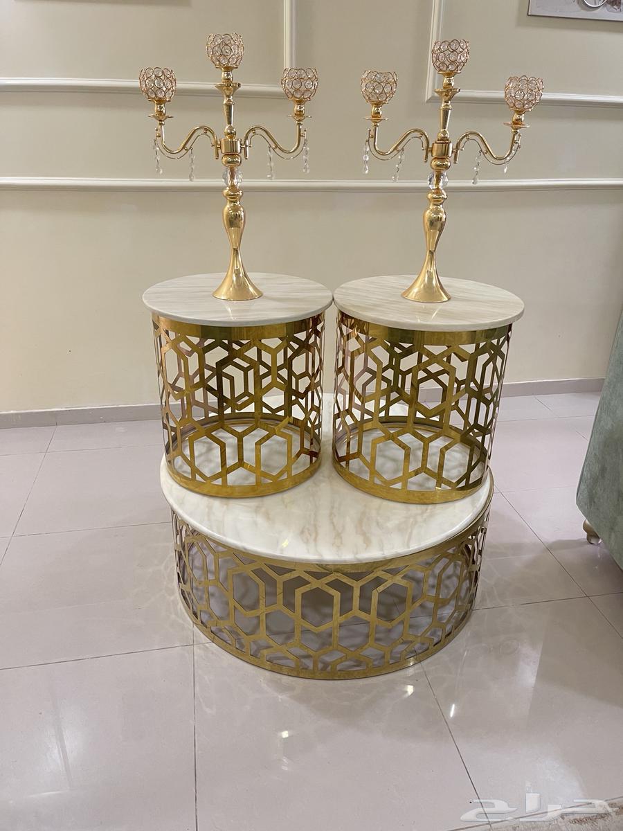 طاولات رخام ستيل وشمعدان وطاوله تلفزيون64592262220931113