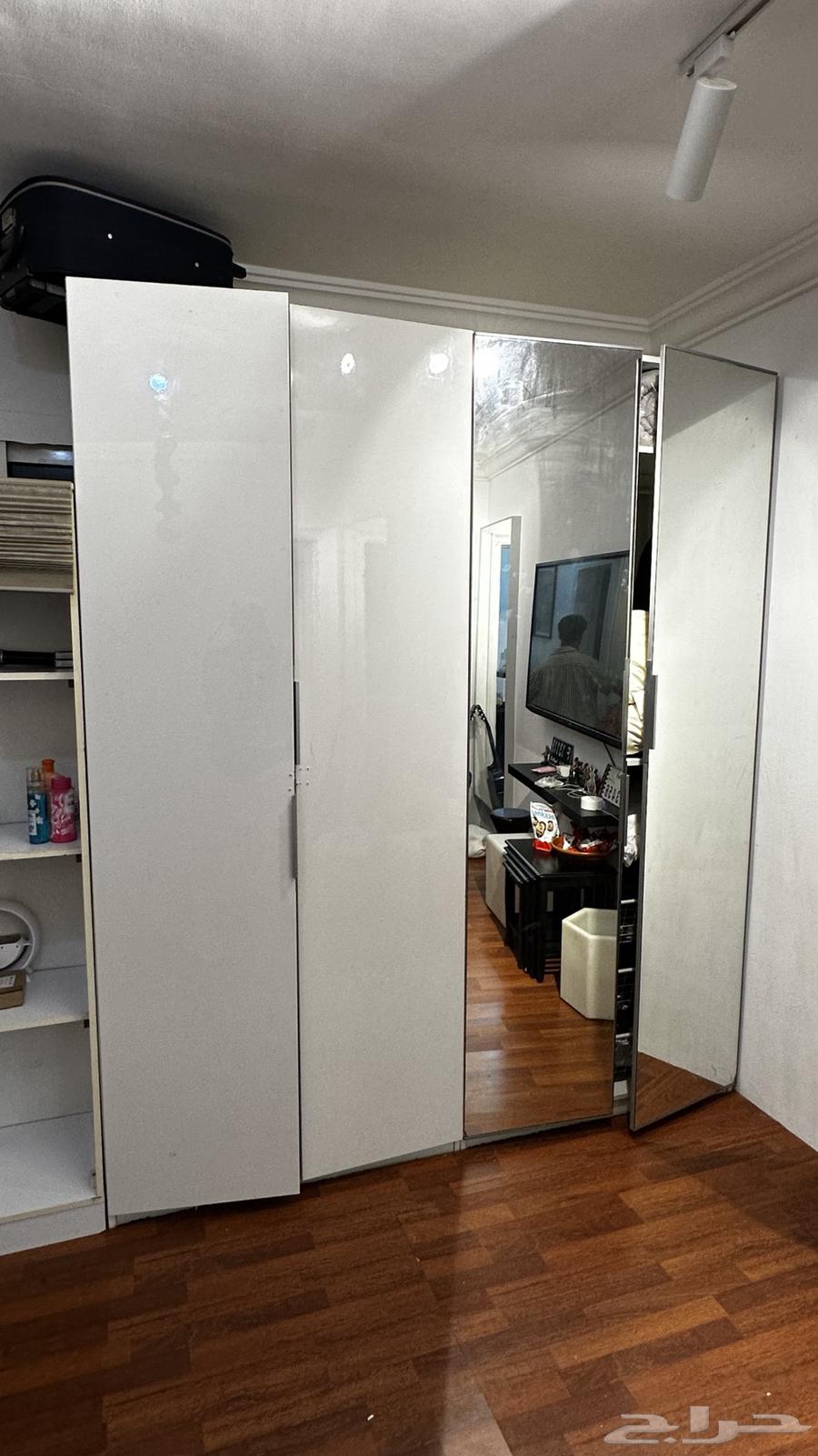 Furniture for sale: bed, wardrobe from IKEA, and used sofa on offer64597592989441112