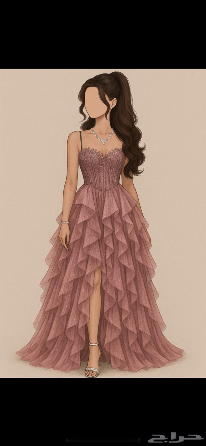 فستان وردي ترتر من بوتيك64597838625667112